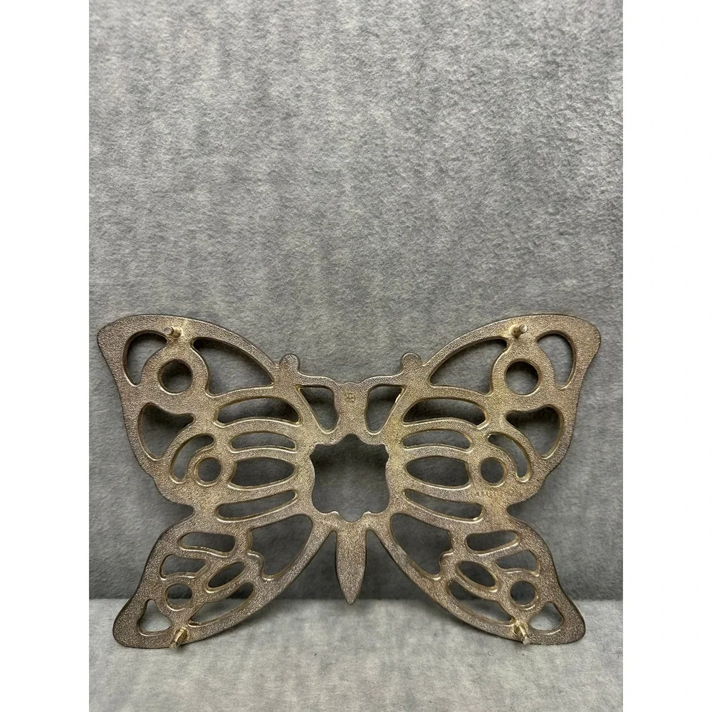 VTG F.B. Rogers Italy Butterfly Trivet Zinc‎ Metal Silver Tone Openwork Kitchen